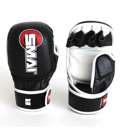 SMAI GUANTE MMA NEGRO CUERO PROFESIONAL